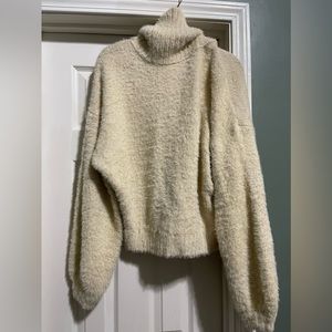 cream eyelash turtleneck sweater NWOT
